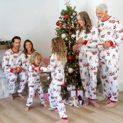 Early Bird | PatPat Mommy & Me Family Matching Christmas Pajamas with Socks Gift, Classic Crew Neck Santa Sleigh & Reindeer Print Elastic Waist Set