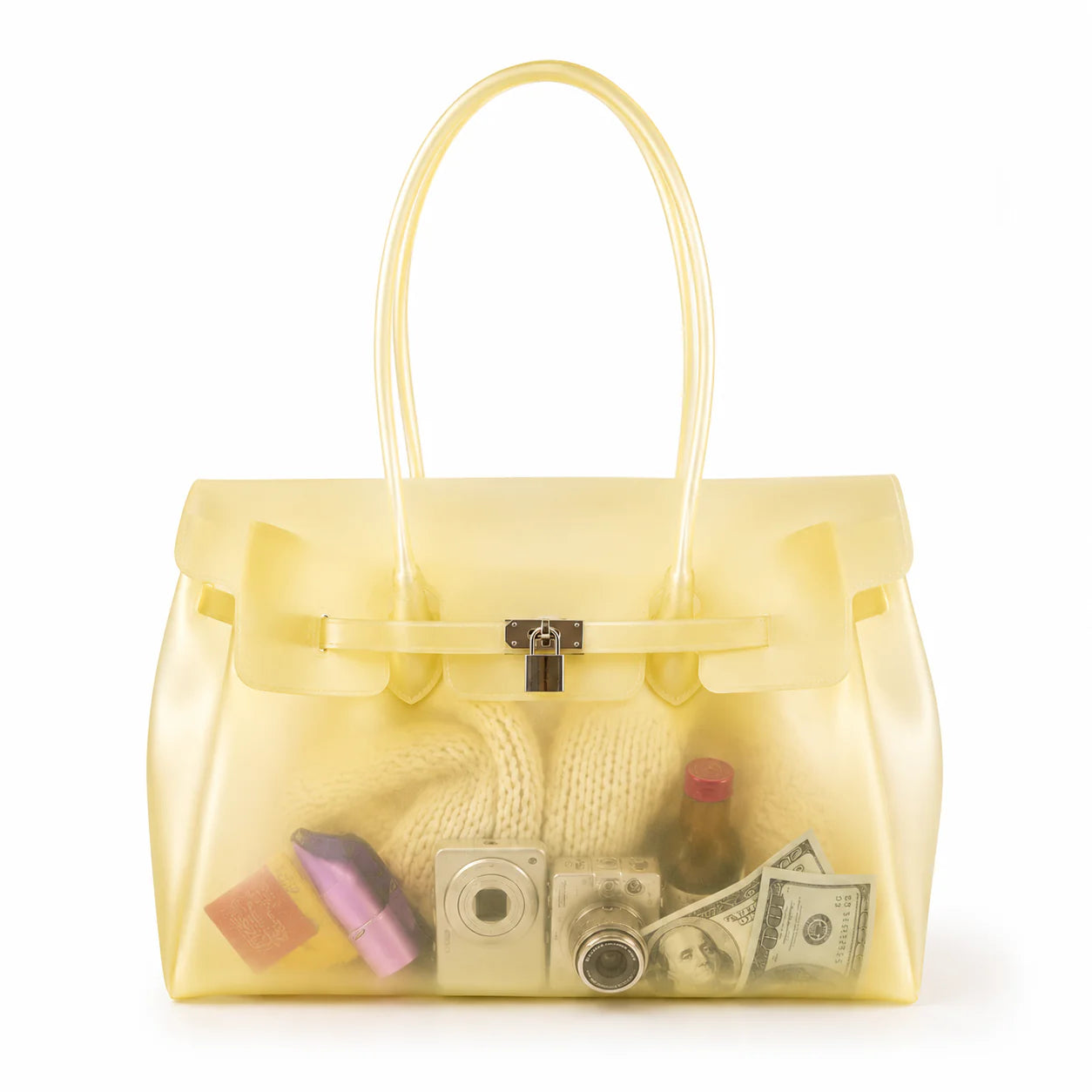 Frosted yellow jelly bag in soft translucent TPU