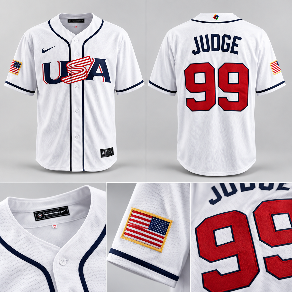 Men’s USA Baseball #99 Aaron Judge White 2026 World Baseball Classic jersey
