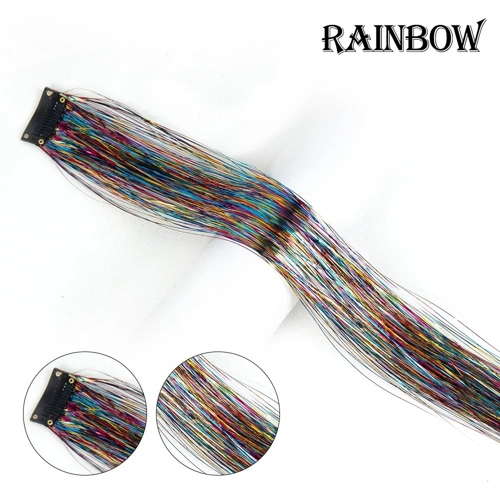20 inches Clip In Hair Tinsel Extension - Pack of 6