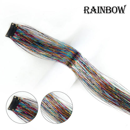 20 inches Clip In Hair Tinsel Extension - Pack of 6