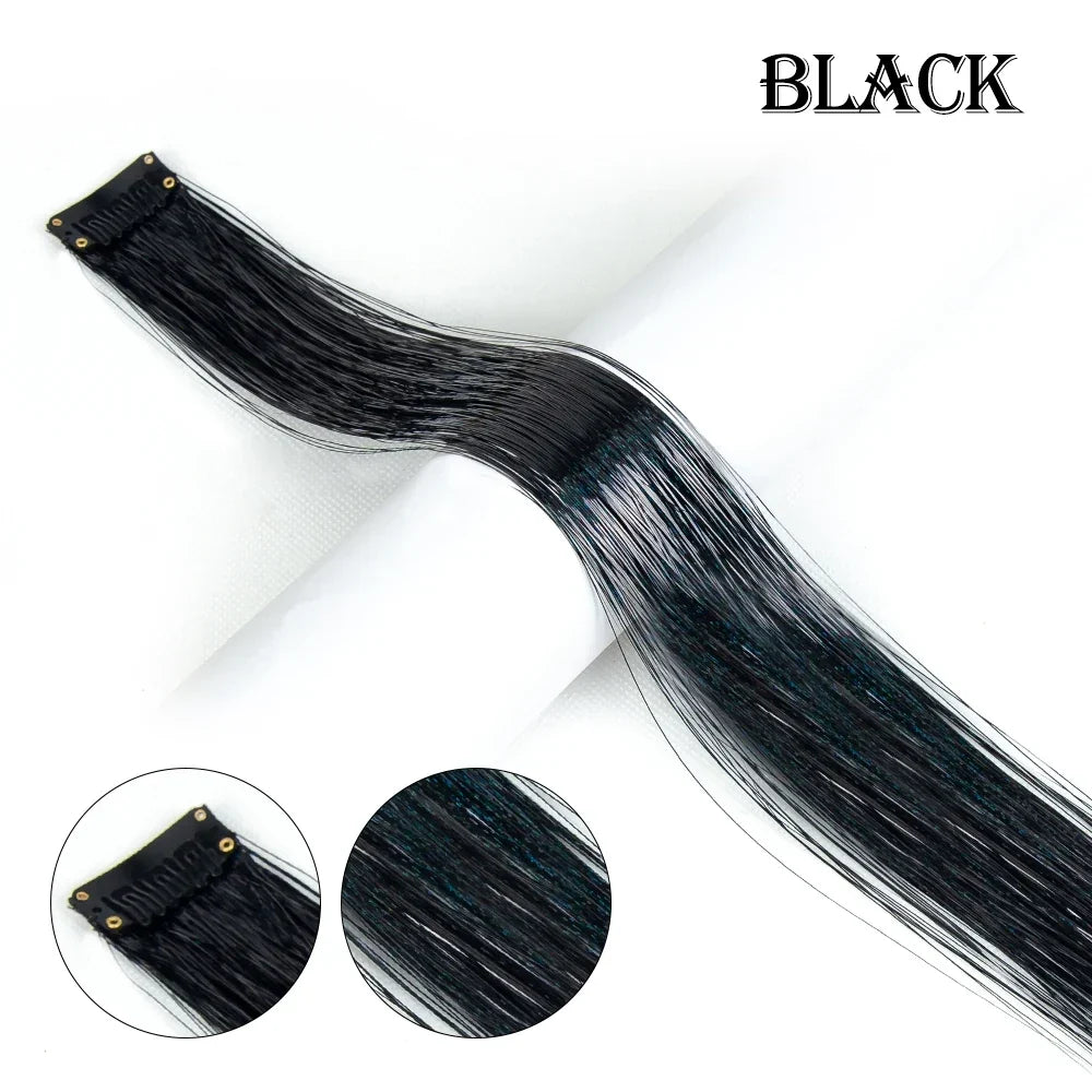 20 inches Clip In Hair Tinsel Extension - Pack of 6