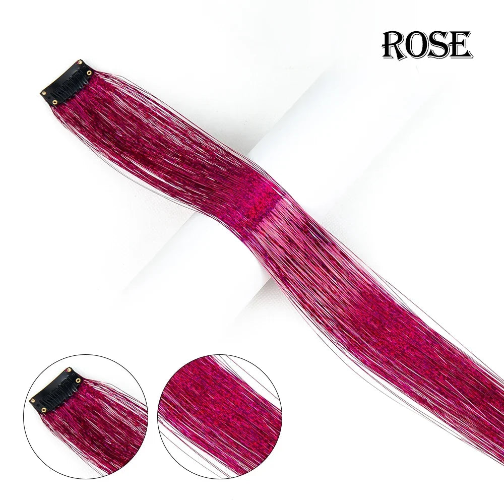 20 inches Clip In Hair Tinsel Extension - Pack of 6