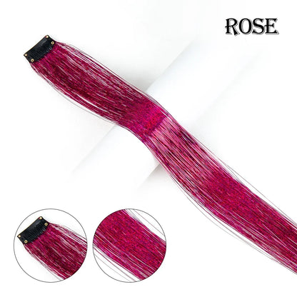 20 inches Clip In Hair Tinsel Extension - Pack of 6