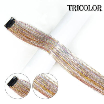 20 inches Clip In Hair Tinsel Extension - Pack of 6
