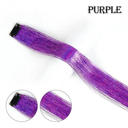 20 inches Clip In Hair Tinsel Extension - Pack of 6
