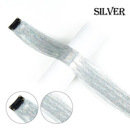 20 inches Clip In Hair Tinsel Extension - Pack of 6