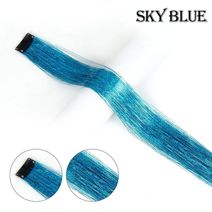 20 inches Clip In Hair Tinsel Extension - Pack of 6