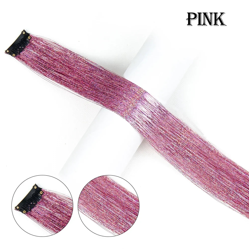 20 inches Clip In Hair Tinsel Extension - Pack of 6