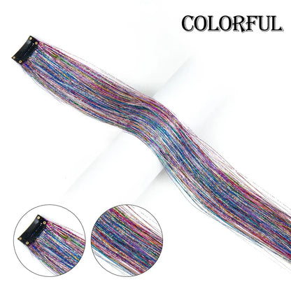 20 inches Clip In Hair Tinsel Extension - Pack of 6