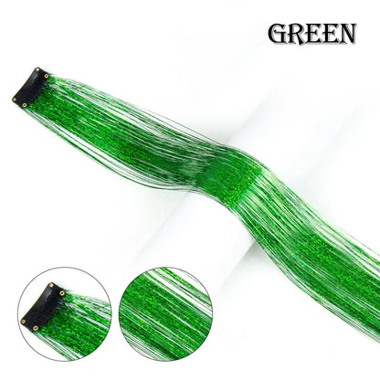 20 inches Clip In Hair Tinsel Extension - Pack of 6