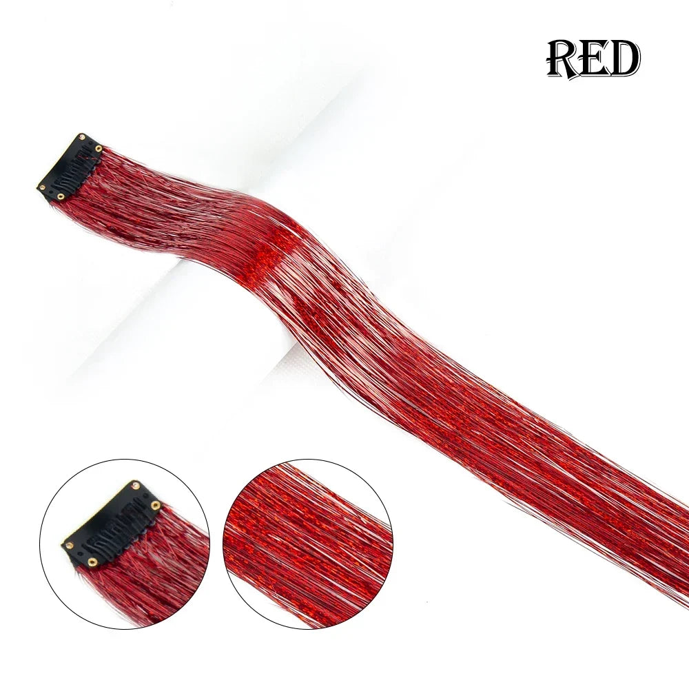 20 inches Clip In Hair Tinsel Extension - Pack of 6