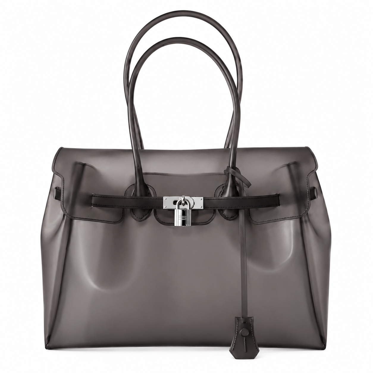 Glossy neon jelly tote bag with high-shine candy finish