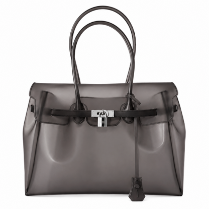 Glossy neon jelly tote bag with high-shine candy finish