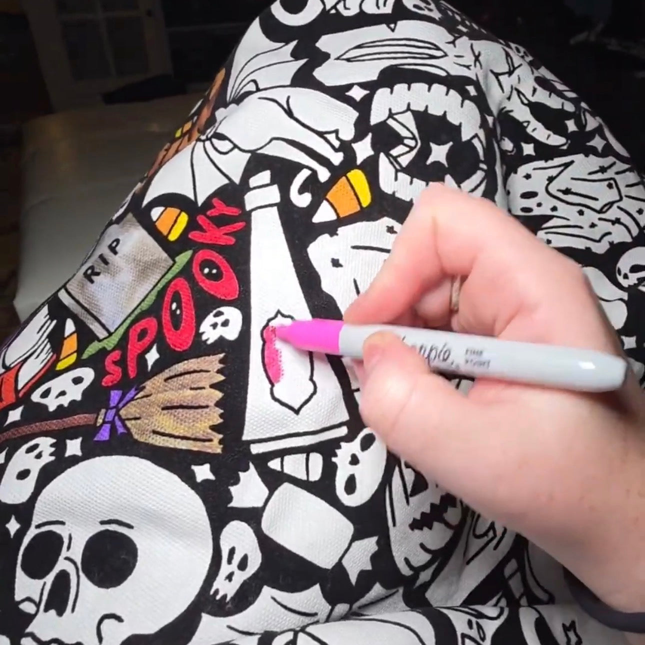 Coloring blanket partway through being colored in