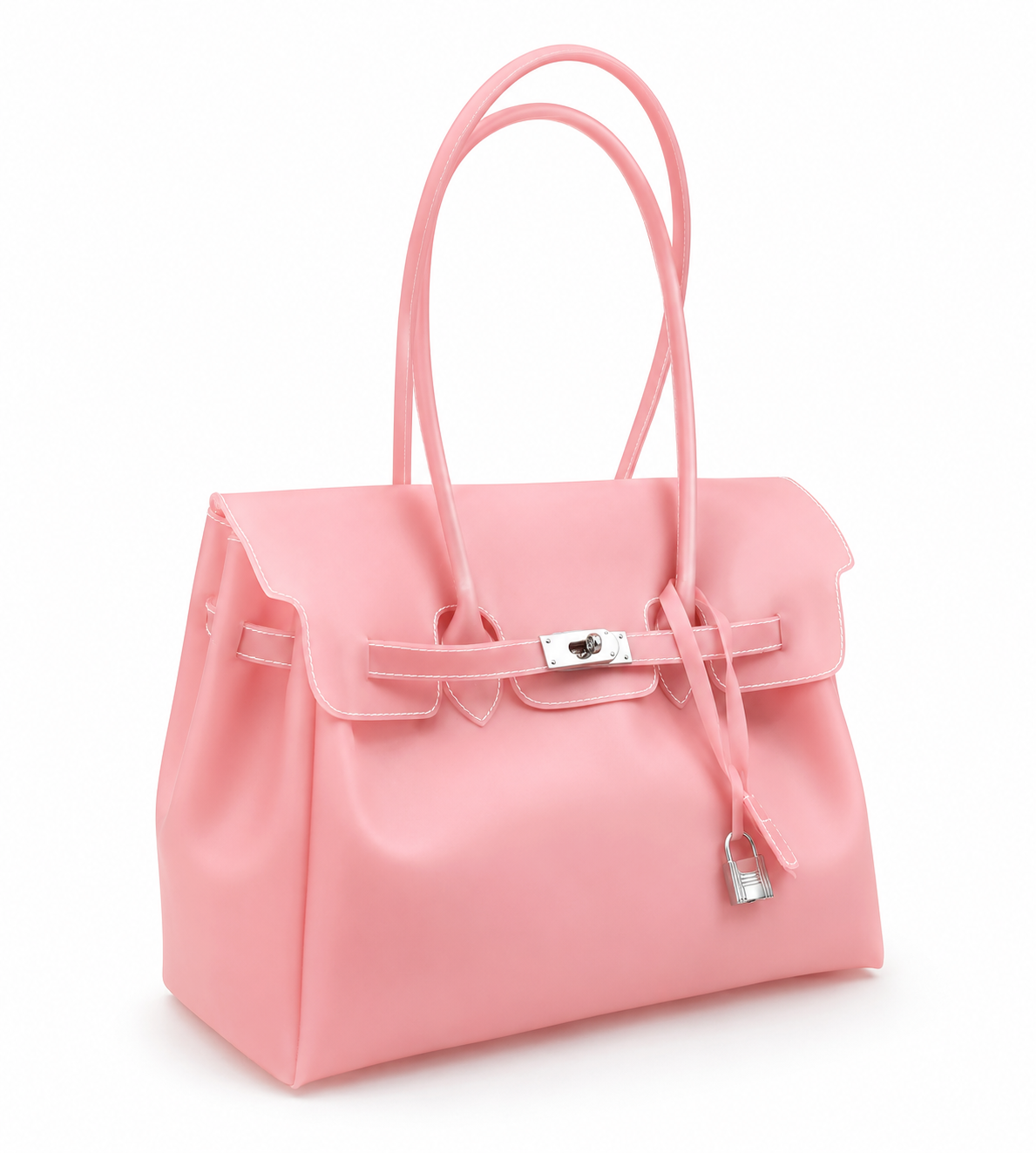 Frosted pink jelly tote bag with soft blush translucent finish